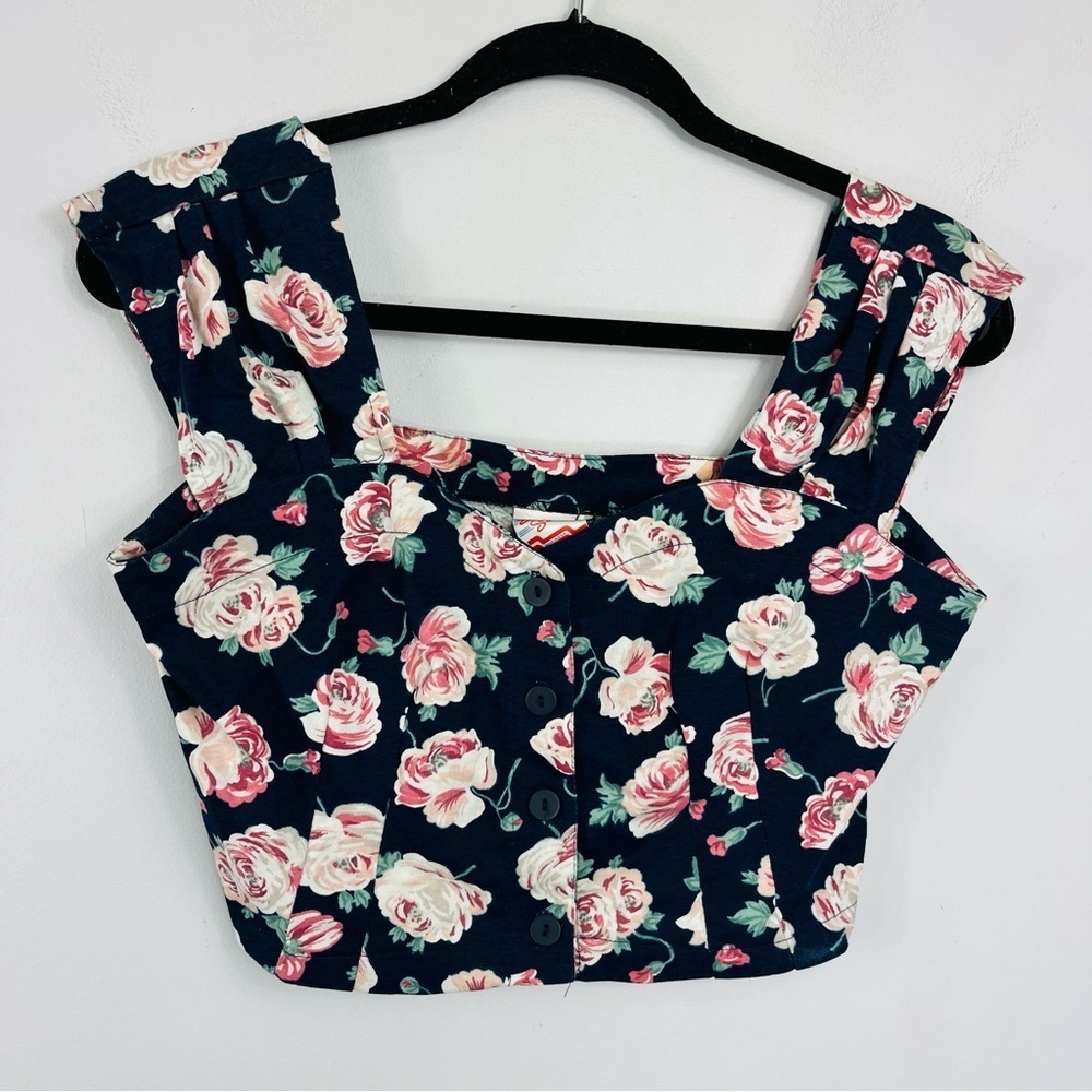 Vintage Summer Strand Size Medium Rose Cotton Crop Top YY2